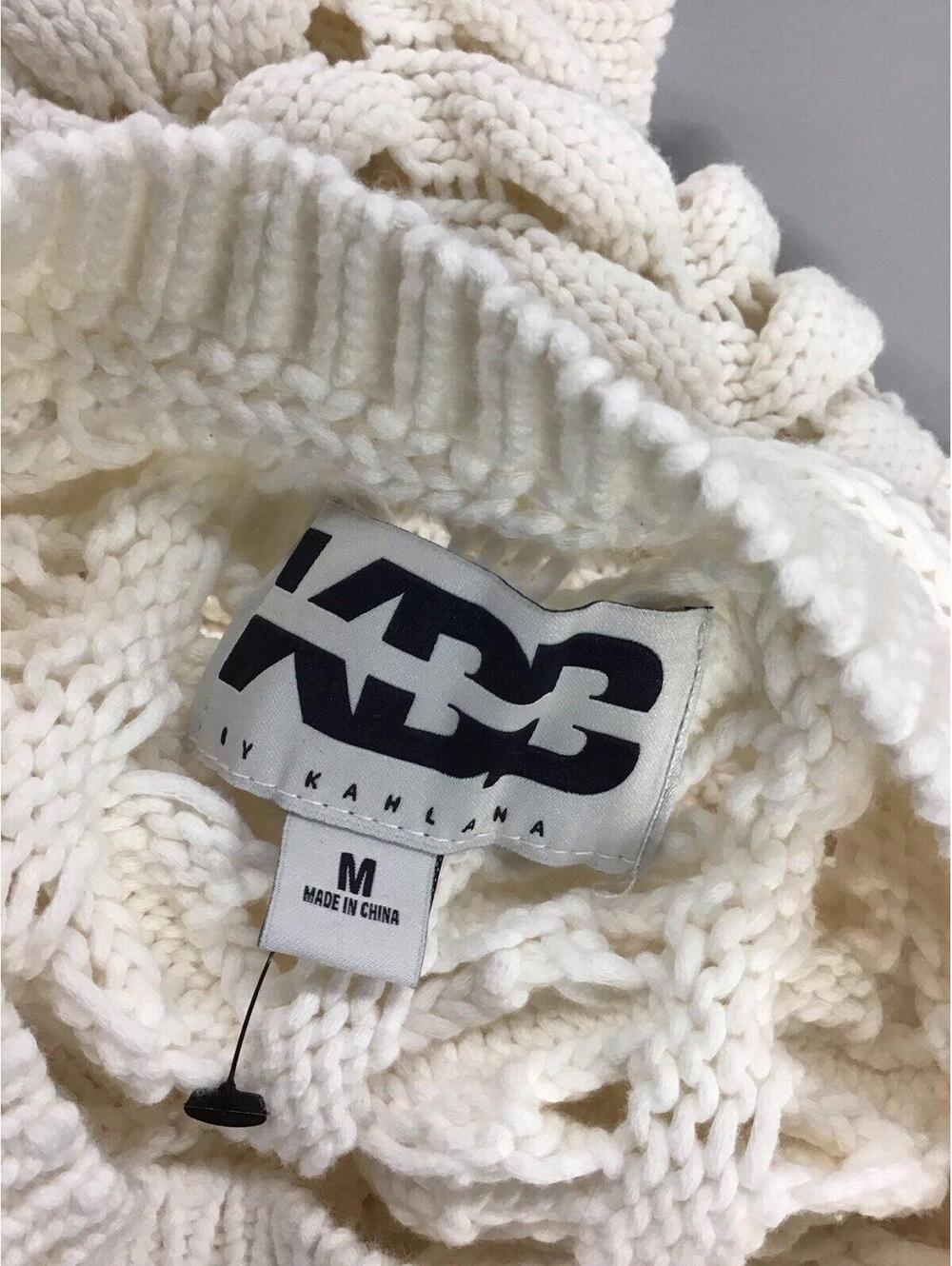Kbb kahlana womens cable knit heavyweight crewneck sweater size medium cream new - Picture 3 of 3